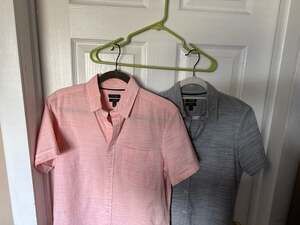 Lot of 2 Apt. 9 Men's Slim Fit Stretch Short Sleeve Button Down Shirts
